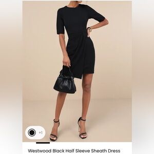 Lulu's Westwood Black Half Sleeve Sheath Dress